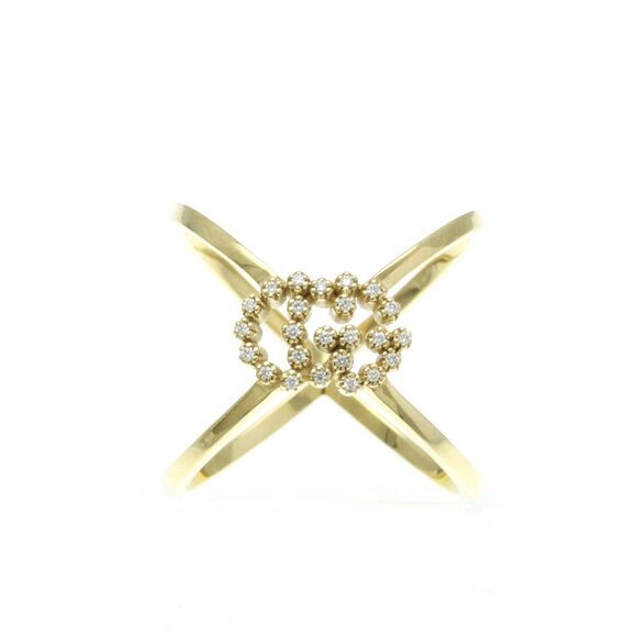 GUCCI 18k Yellow Gold Diamond Ring - Picture 1 of 9
